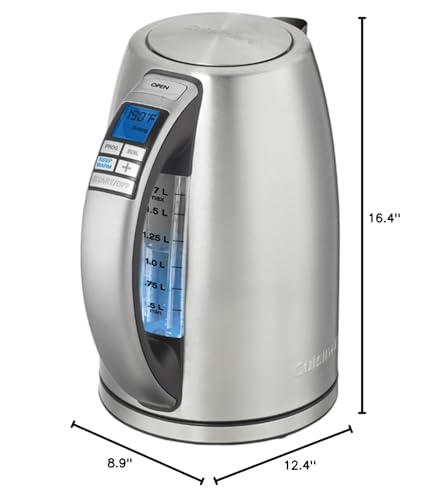 Cuisinart PerfecTemp 1.7-Liter 1500-Watt Stainless Steel Cordless Programmable Kettle with Six Presets, Stay-Cool Handle, and 360-Degree Swivel Power Base With LED display