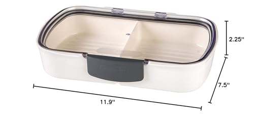 Prepworks Split Deli ProKeeper Air Tight Silicone Sealed Food Storage Container with Clear Dry Erase Compatible Lid, 11.75 Inches Long