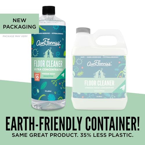 Aunt Fannie's Ultra Concentrated Floor Cleaner Vinegar Wash, Multi-Surface Floor Cleaner For Mopping, Makes 16 Gallons, Eucalyptus Scent, 32 oz. (Pack of 1), Packaging May Vary
