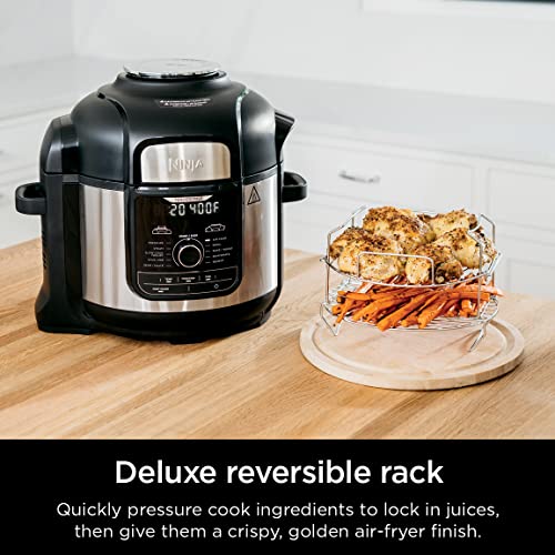 Ninja FD401 LP3 Foodi 12-in-1 Deluxe XL 8 qt. Pressure Cooker & Air Fryer that Steams, Slow Cooks, Sears, Sautés, Dehydrates & More, with 5 qt. Crisper Basket, Reversible Rack & Recipe Book, Silver