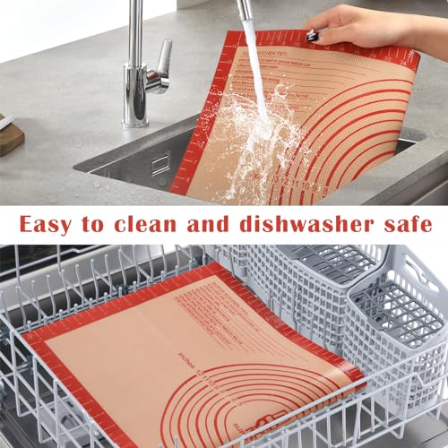 Non-slip Pastry Mat Extra Large with Measurements 28''By 20'' for Silicone Baking/ Counter Mat, Dough Rolling Mat,Oven Liner,Fondant/Pie Crust Mat By Folksy Super Kitchen Red