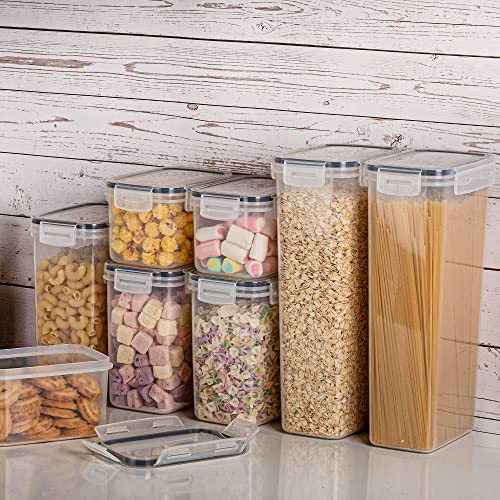 Airtight Food Storage Containers with Lids, Vtopmart 24 pcs Plastic Kitchen and Pantry Organization Canisters for Cereal, Dry Food, Flour and Sugar, BPA Free, Includes 24 Labels,Black