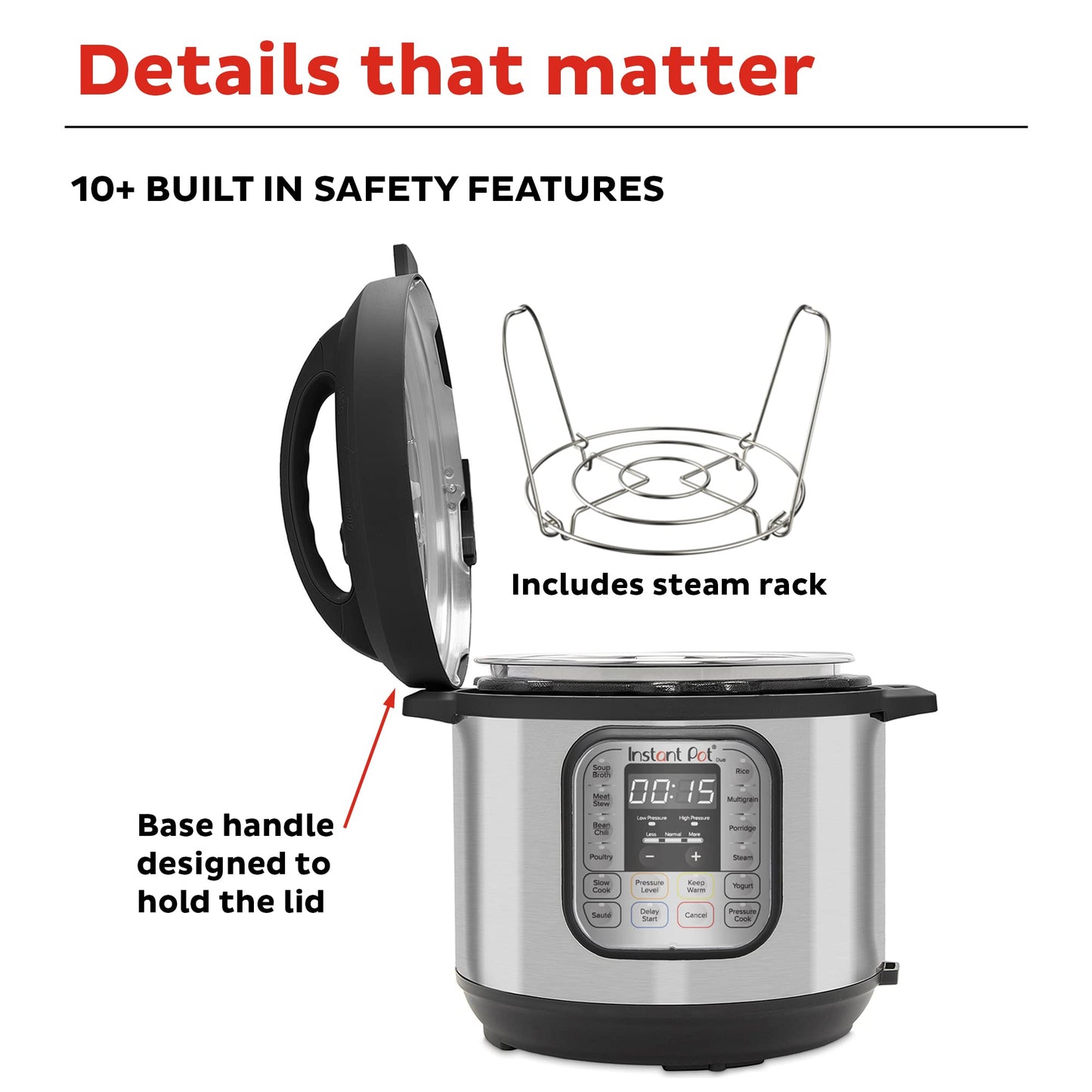 Instant Pot Duo 7-in-1 Electric Pressure Cooker, Slow Cooker, Rice Cooker, Steamer, Sauté, Yogurt Maker, Warmer & Sterilizer, Includes App With Over 800 Recipes, Stainless Steel, 6 Quart