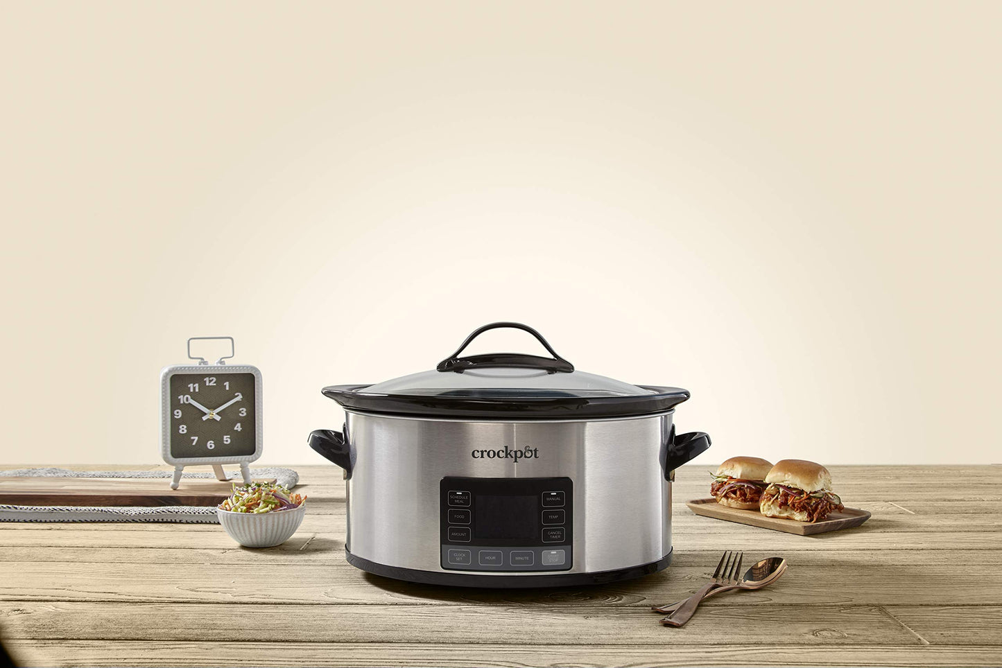 Crock-Pot MyTime Technology 6 Quart Programmable Slow Cooker and Food Warmer with Digital Timer, Stainless Steel (2137020)
