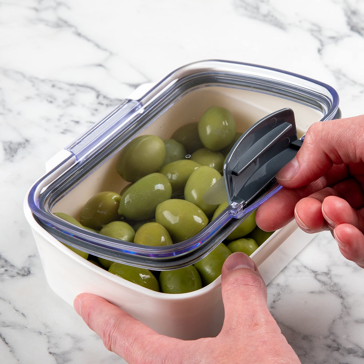Prepworks Split Deli ProKeeper Air Tight Silicone Sealed Food Storage Container with Clear Dry Erase Compatible Lid, 11.75 Inches Long
