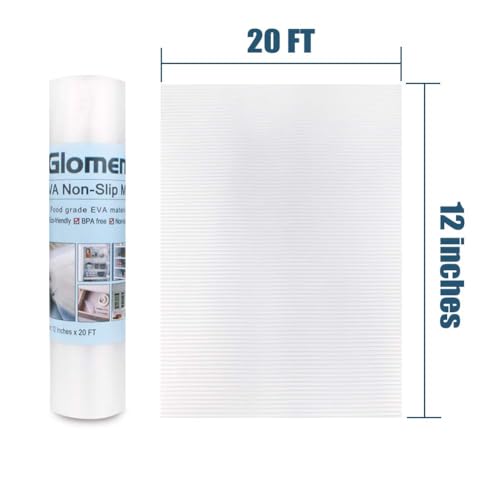 Shelf Liner, Non-Slip Cabinet Liner, Washable Oil-Proof for Kitchen Cabinet, Shelves, Refrigerator, Storage, Desks, 12 Inches x 20 FT, Non Adhesive Drawers