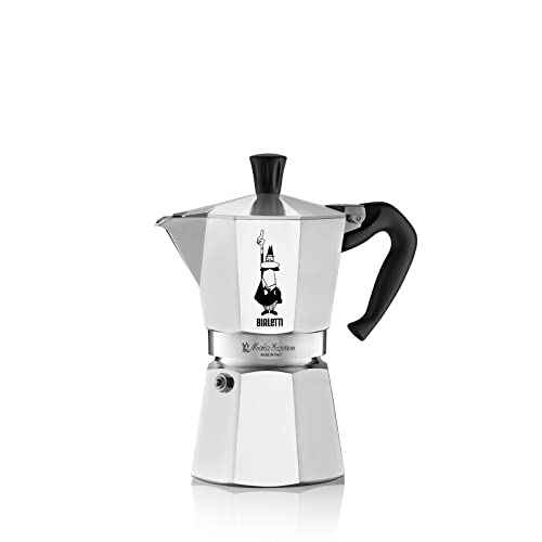 Bialetti - Moka Espress: Iconic Stovetop Espresso Maker, Makes Real Italian Coffee, Moka Pot 6 Cups (6 Oz), Aluminium, Silver