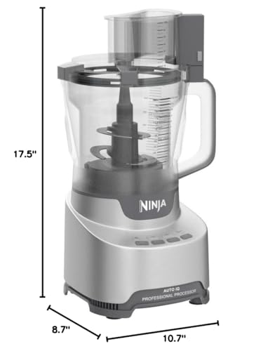 Ninja NF701 Professional XL Food Processor, 1200 Peak-Watts, 4-in-1, Chopping, Slicing/Shredding, Purees, Dough, 12-Cup Processor Bowl, 2 Blades & 2 Discs, Feed Chute/Pusher,Silver