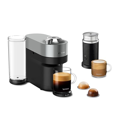 Nespresso Vertuo POP+ Deluxe Coffee and Espresso Machine by Breville with Milk Frother, Titan Medium