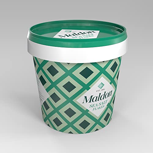 Maldon Salt, Sea Salt Flakes, 20 oz (570 g), Resealable Tub, Kosher, Natural, Handcrafted, Gourmet, Pyramid Crystals