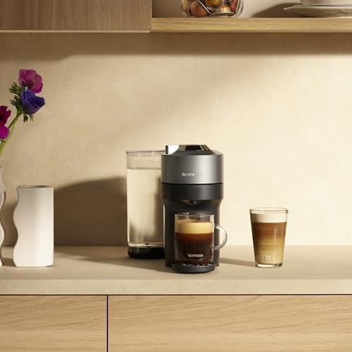 Nespresso Vertuo POP+ Deluxe Coffee and Espresso Machine by Breville with Milk Frother, Titan Medium