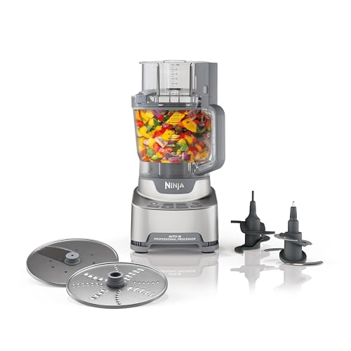 Ninja NF701 Professional XL Food Processor, 1200 Peak-Watts, 4-in-1, Chopping, Slicing/Shredding, Purees, Dough, 12-Cup Processor Bowl, 2 Blades & 2 Discs, Feed Chute/Pusher,Silver