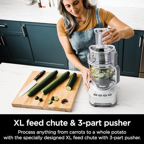 Ninja NF701 Professional XL Food Processor, 1200 Peak-Watts, 4-in-1, Chopping, Slicing/Shredding, Purees, Dough, 12-Cup Processor Bowl, 2 Blades & 2 Discs, Feed Chute/Pusher,Silver