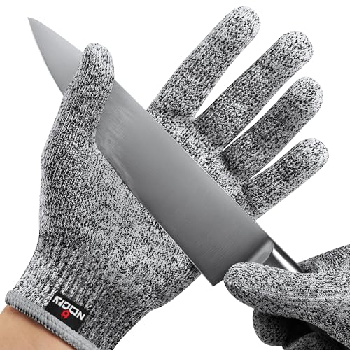 NoCry Premium Cut Resistant Gloves Food Grade — Level 5 Protection; Ambidextrous; Machine Washable; Superior Comfort and Dexterity; Lightweight Protective Gloves; Complimentary eBook