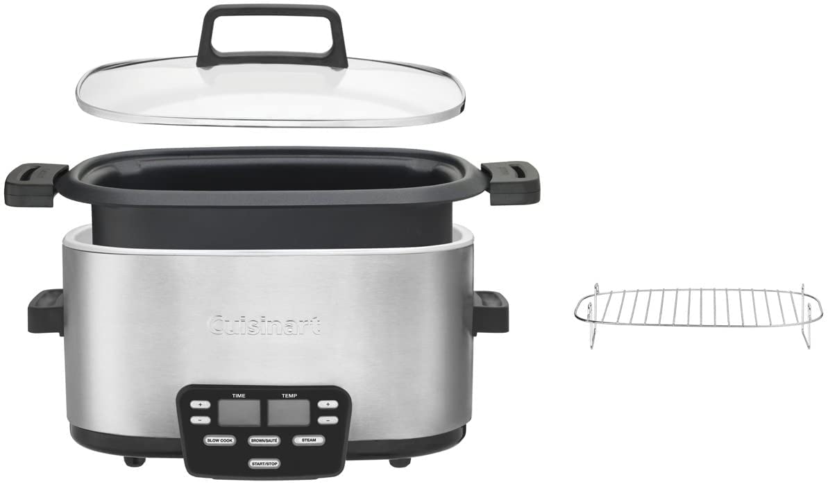 Cuisinart MSC-600 3-In-1 Cook Central 6-Quart Multi-Cooker: Slow Cooker, Brown/Saute, Steamer, Silver