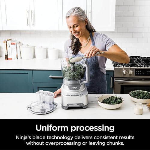 Ninja NF701 Professional XL Food Processor, 1200 Peak-Watts, 4-in-1, Chopping, Slicing/Shredding, Purees, Dough, 12-Cup Processor Bowl, 2 Blades & 2 Discs, Feed Chute/Pusher,Silver