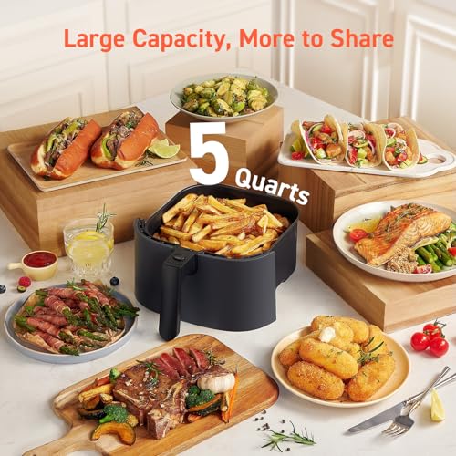 COSORI Air Fryer Compact 5 Qt, Max 450F for Juicy Meat, 9-in-1 with 130+ Nutrition Facts Included In-App & Paper Recipes for Quick Meal, Little to No Oil, Dishwasher Safe, Perfect for Small Family