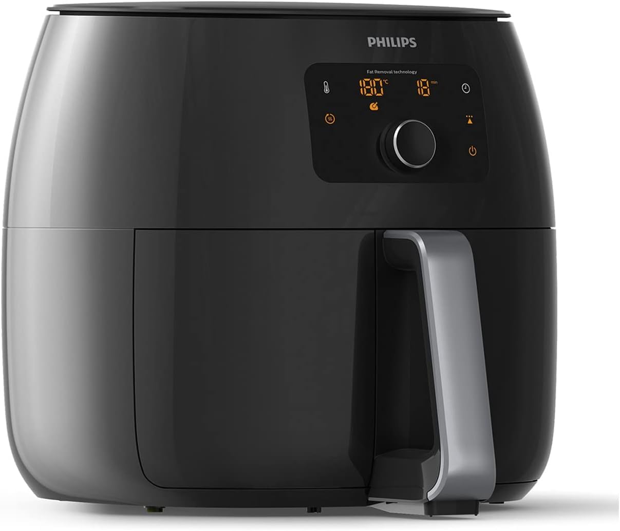 Philips Premium Airfryer XXL, Fat Removal Technology, 3lb/7qt, Rapid Air Technology, Digital Display, Keep Warm Mode, 5 Cooking Presets, NutriU App, Family Sized, Black (HD9650/96)