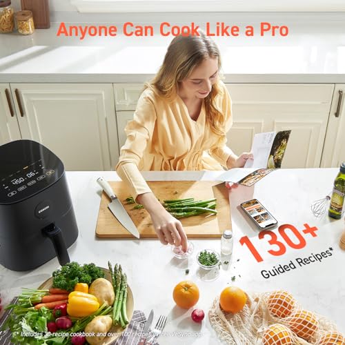 COSORI Air Fryer Compact 5 Qt, Max 450F for Juicy Meat, 9-in-1 with 130+ Nutrition Facts Included In-App & Paper Recipes for Quick Meal, Little to No Oil, Dishwasher Safe, Perfect for Small Family