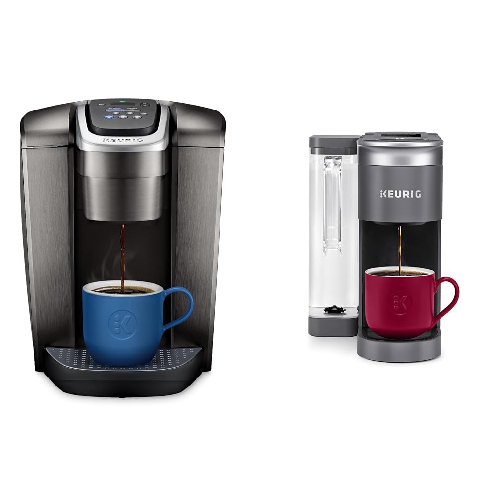 Keurig K-Elite Single-Serve K-Cup Pod Coffee Maker, Brushed Slate, 12 oz. Brew Size & K-Supreme SMART Coffee Maker, MultiStream Technology, Brews 6-12oz Cup Sizes, Gray