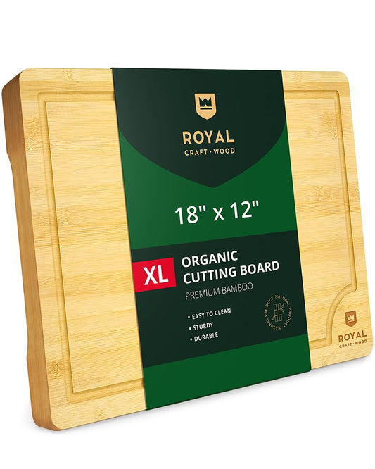 𝐏𝐑𝐈𝐌𝐄 𝐃𝐀𝐘 𝐃𝐄𝐀𝐋𝐒 𝐓𝐎𝐃𝐀𝐘 𝟐𝟎𝟐𝟒 Extra Large Bamboo Serving & Chopping Board for Kitchen Meal Prep & Charcuterie – Butcher Block with Deep Juice Groove, Kitchen Gadget Gift (XL 18x12")