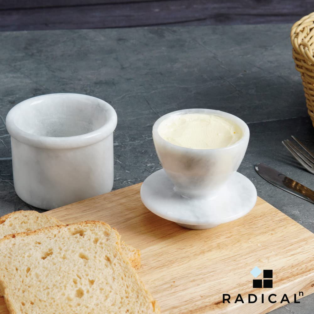 Radicaln Marble Butter Keeper White Cover Pot Handmade French Butter Storage - Crock Keeper For Kitchenware