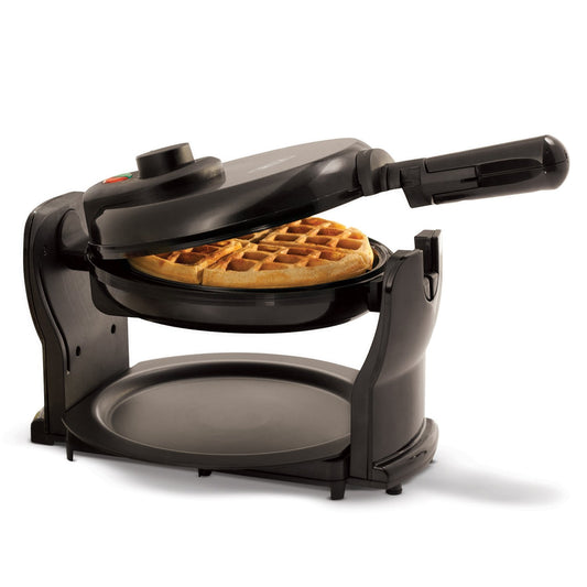 BELLA Classic Rotating Belgian Waffle Maker with Nonstick Plates, Removable Drip Tray, Adjustable Browning Control and Cool Touch Handles, Black