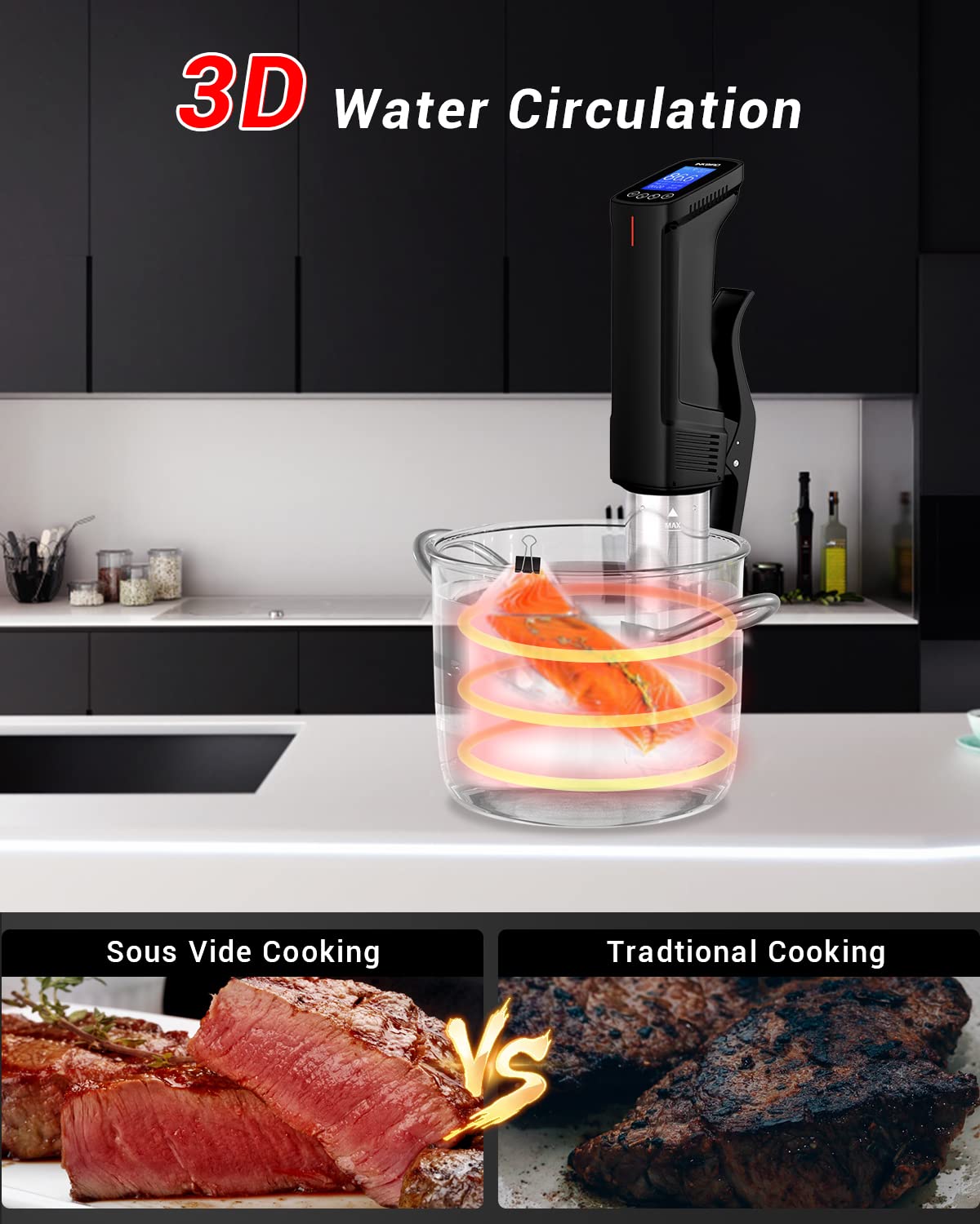 Inkbird WIFI Sous Vide Machine ISV-100W| 1000 Watts Sous-Vide Cooker Immersion Circulator with 14 Preset Recipes on APP and Thermal Immersion, Fast-Heating with Timer |Best Day Gift