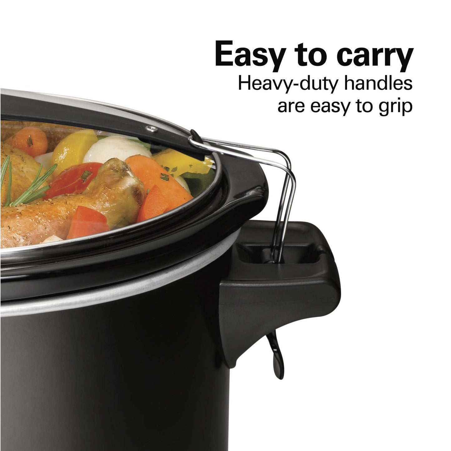 Hamilton Beach Stay or Go Portable Slow Cooker with Lid Lock, Dishwasher-Safe Crock, 6-Quart, Black 33261