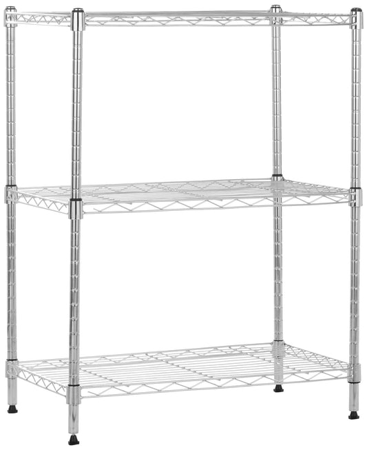 Amazon Basics 3-Shelf Adjustable, Heavy Duty Storage Shelving Unit (250 lbs loading capacity per shelf), Steel Organizer Wire Rack, 23.2" L x 13.4" W x 30" H, Chrome