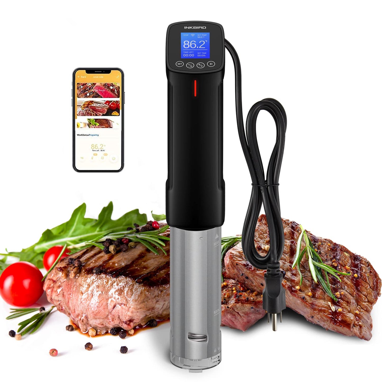 Inkbird WIFI Sous Vide Machine ISV-100W| 1000 Watts Sous-Vide Cooker Immersion Circulator with 14 Preset Recipes on APP and Thermal Immersion, Fast-Heating with Timer |Best Day Gift