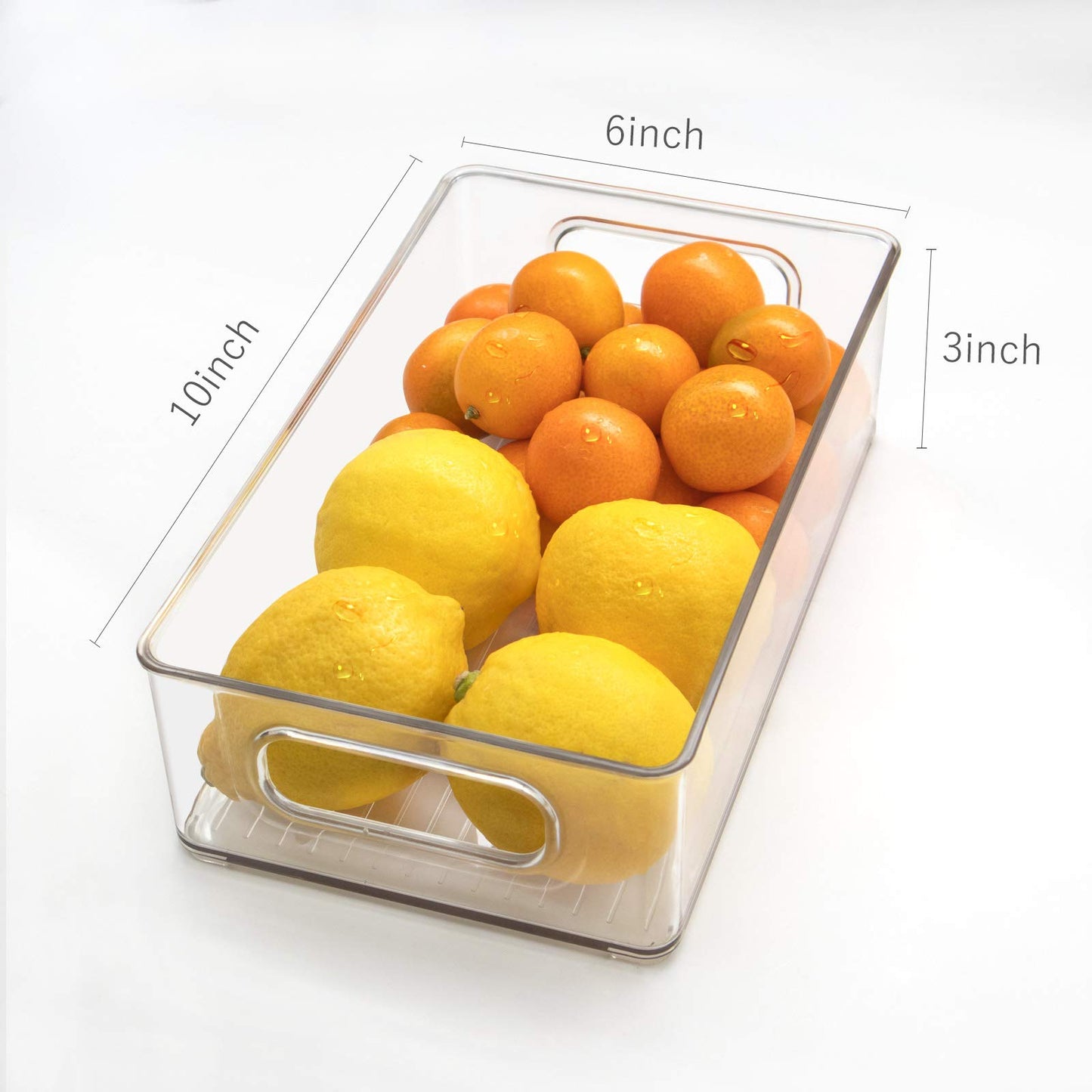 Stackable Refrigerator Organizer Bins, 6 Pack Clear Kitchen Organizer Container Bins with Handles and 20 PCS Plastic Bags for Pantry, Cabinets, Shelves, Drawer, Freezer - Food Safe, BPA Free 10"L