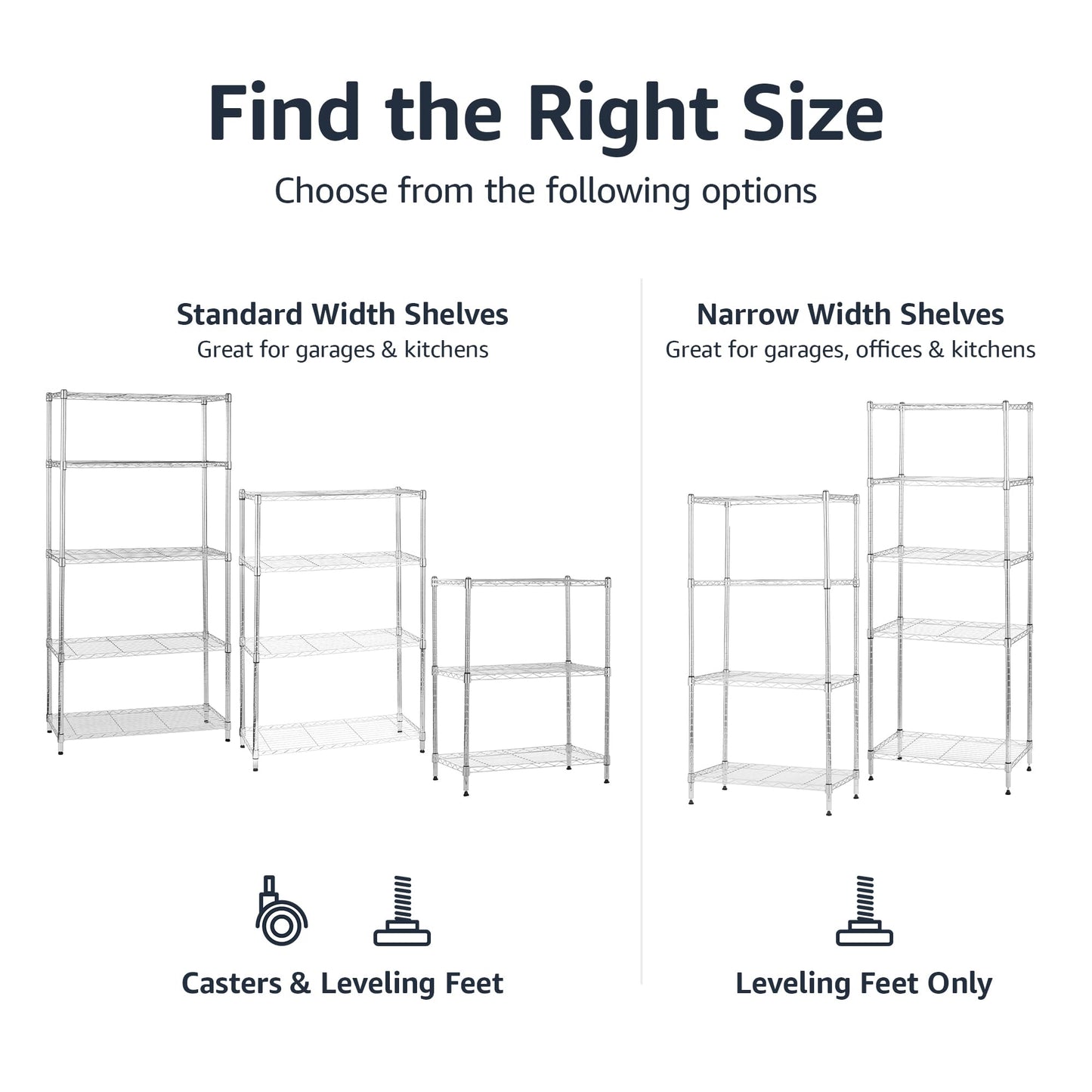 Amazon Basics 3-Shelf Adjustable, Heavy Duty Storage Shelving Unit (250 lbs loading capacity per shelf), Steel Organizer Wire Rack, 23.2" L x 13.4" W x 30" H, Chrome