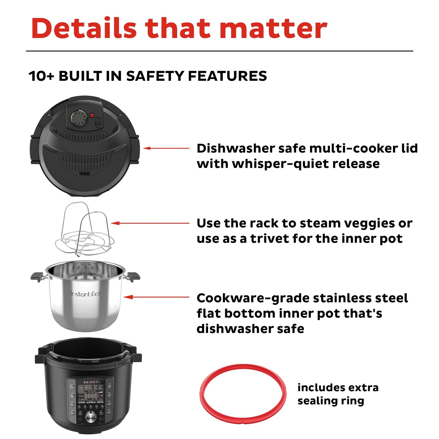 Instant Pot Pro (8 QT) 10-in-1 Pressure Cooker, Slow Cooker, Rice/Grain Cooker, Steamer, Sauté, Sous Vide, Yogurt Maker, Sterilizer, and Warmer, Includes App With Over 800 Recipes, Black