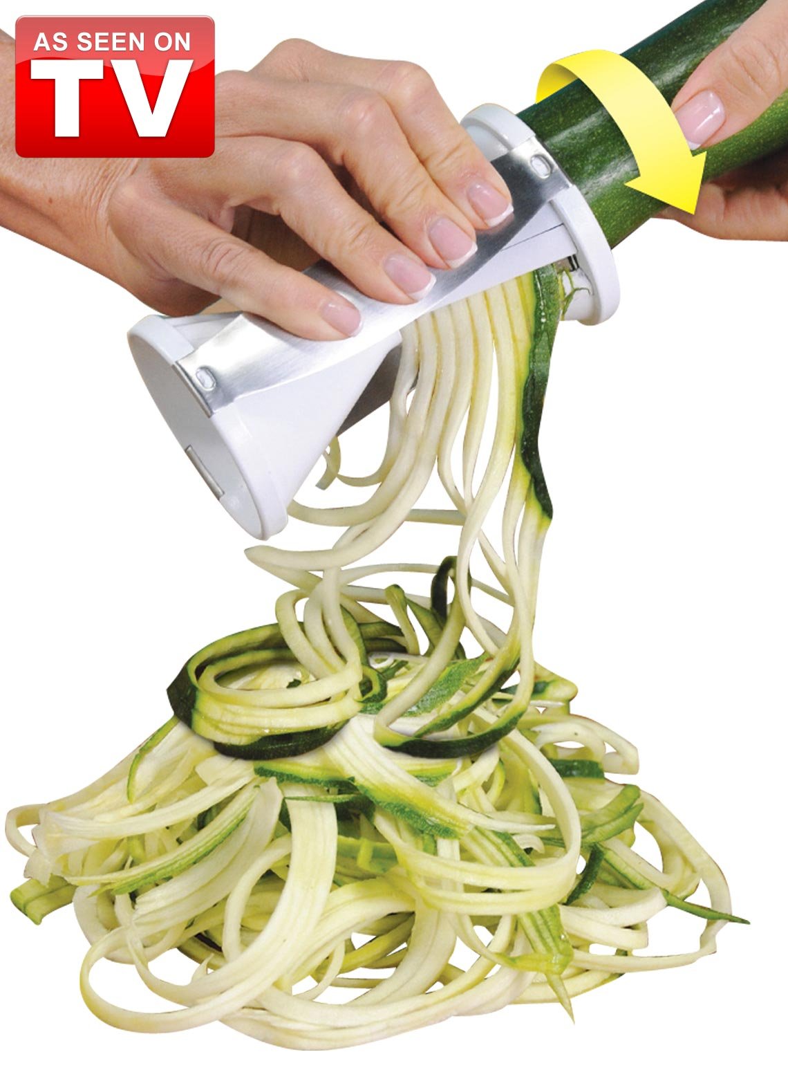 Veggetti Veggie Slicer, Dual Stainless Steel Blade Vegetable Cutter for Thick or Thin Noodle, Works with Zucchini, Squash, Cucumbers, Carrots, and more, 2.76"L x 2.76"W x 6.32"H, White