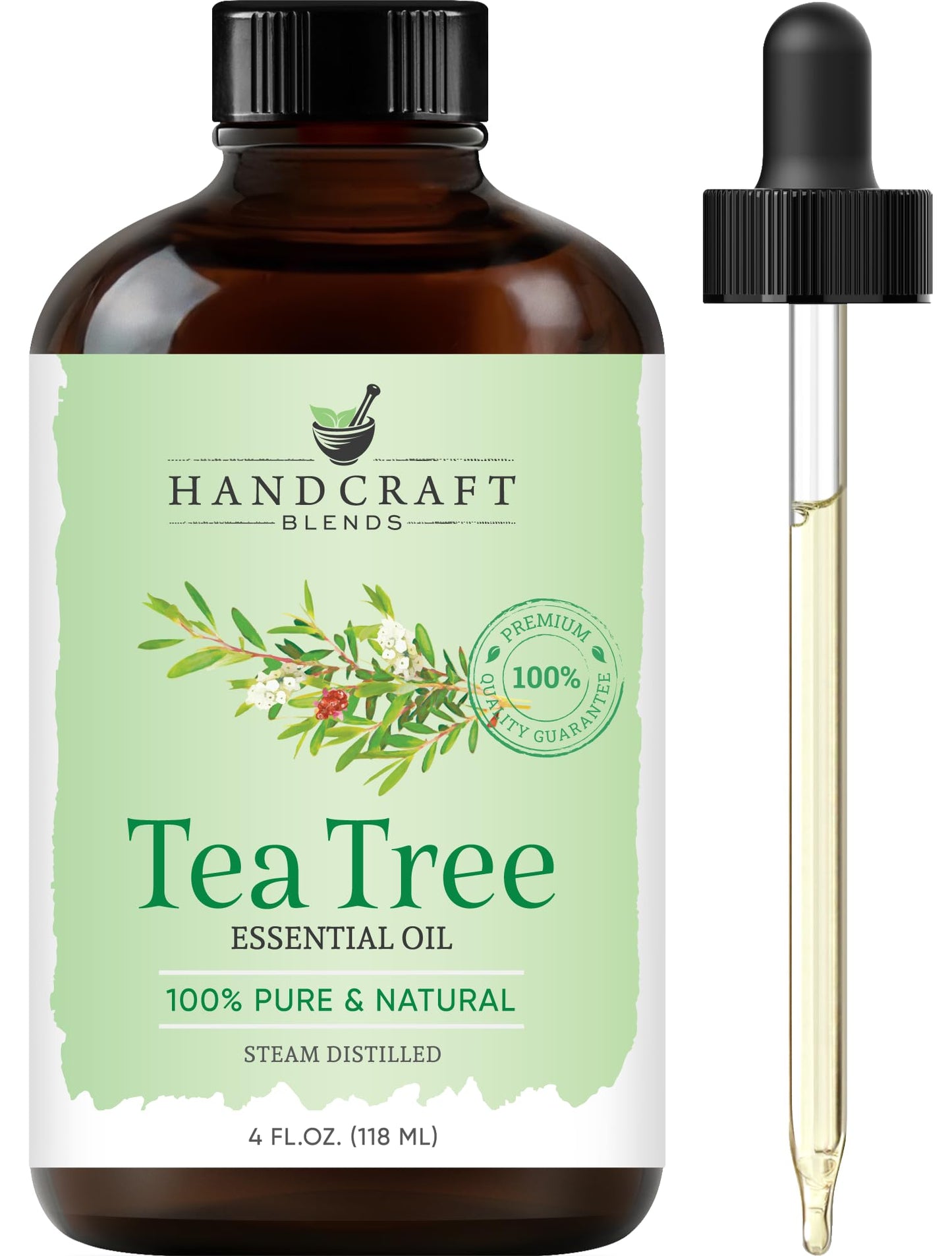 Handcraft Blends Tea Tree Essential Oil - Huge 4 Fl Oz - 100% Pure and Natural - Premium Grade with Glass Dropper