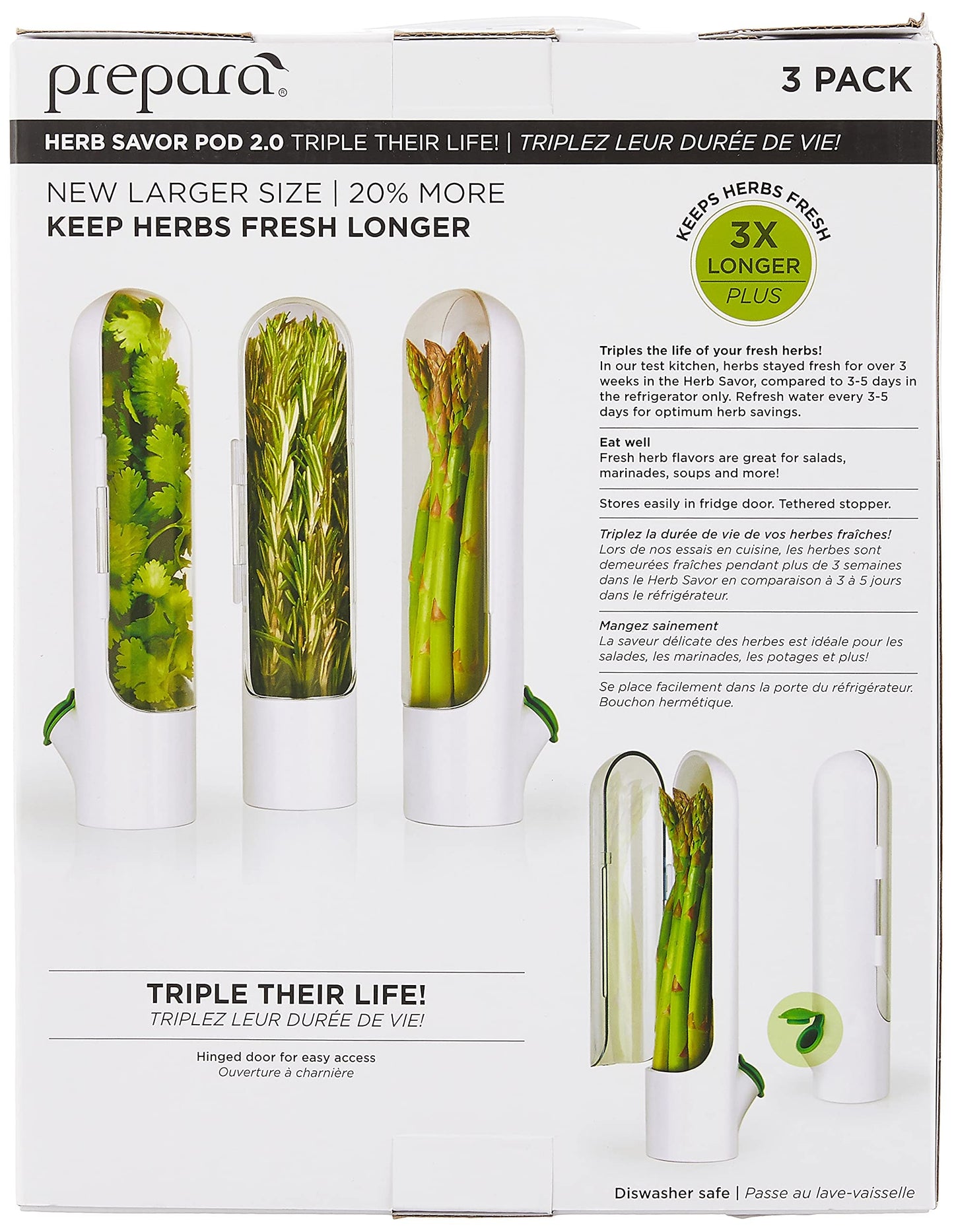 Prepara Herb Savor Pod 2.0, Set of 3,White