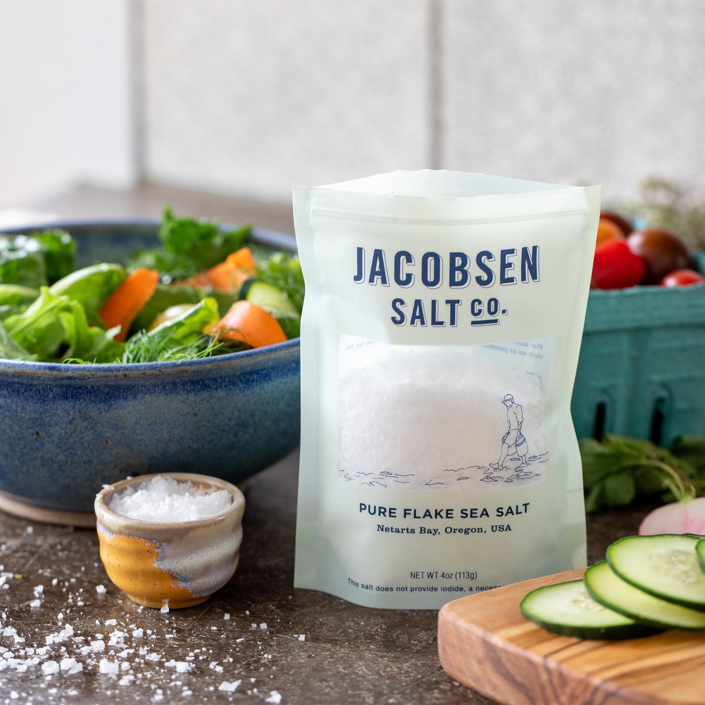 Jacobsen Salt Co. Pure Flake Sea Salt – Kosher Salt, Coarse, Non-Iodized Made in USA, Non-GMO, Steak Seasoning, Gourmet, Real Salt Flakes – 4oz