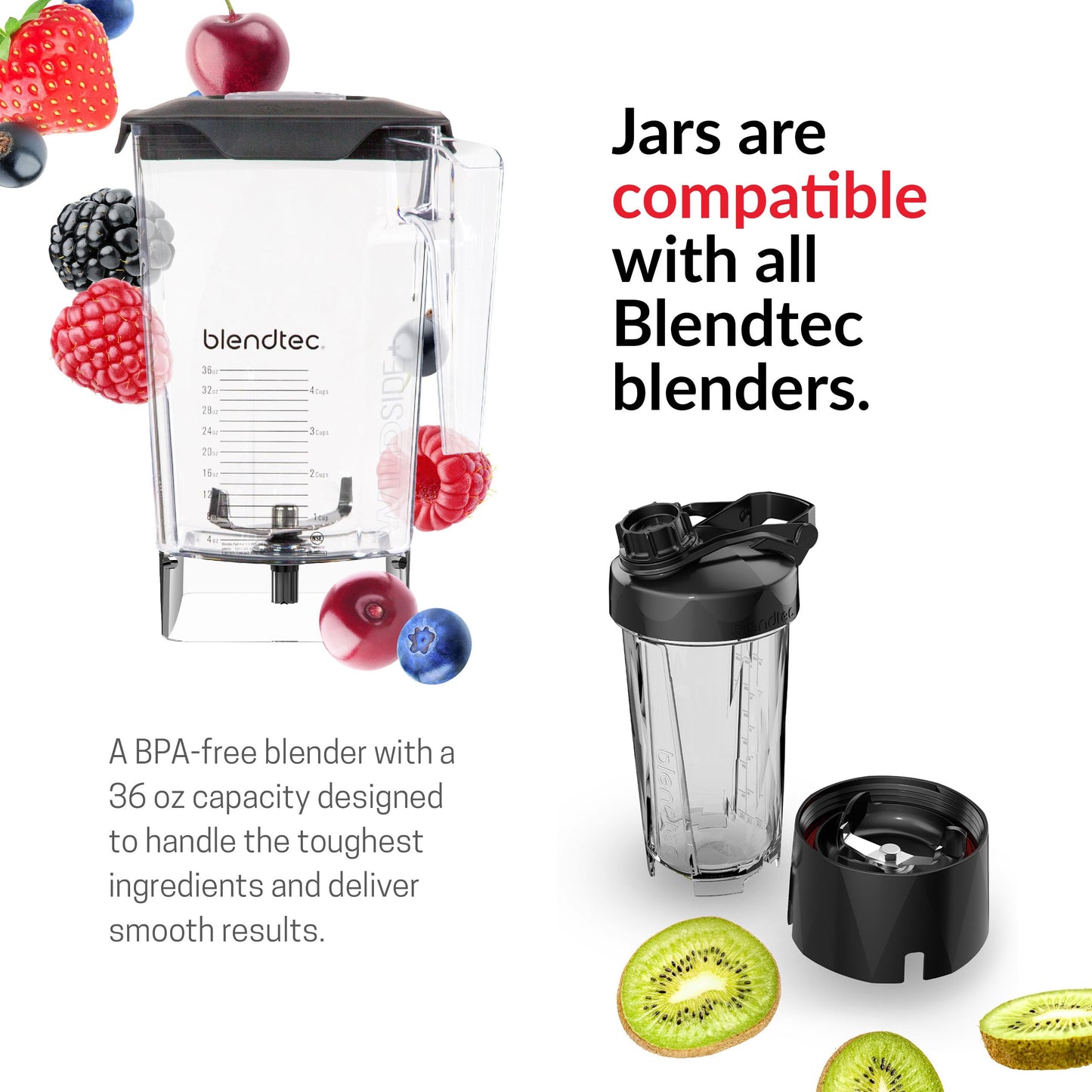 Blendtec Professional 800 - Blender with WildSide+ Jar (90 oz) for Smoothies & Frozen Drinks - Quietest Professional-Grade Power - 11-Speed Touch Slider - Easy to Clean - Black