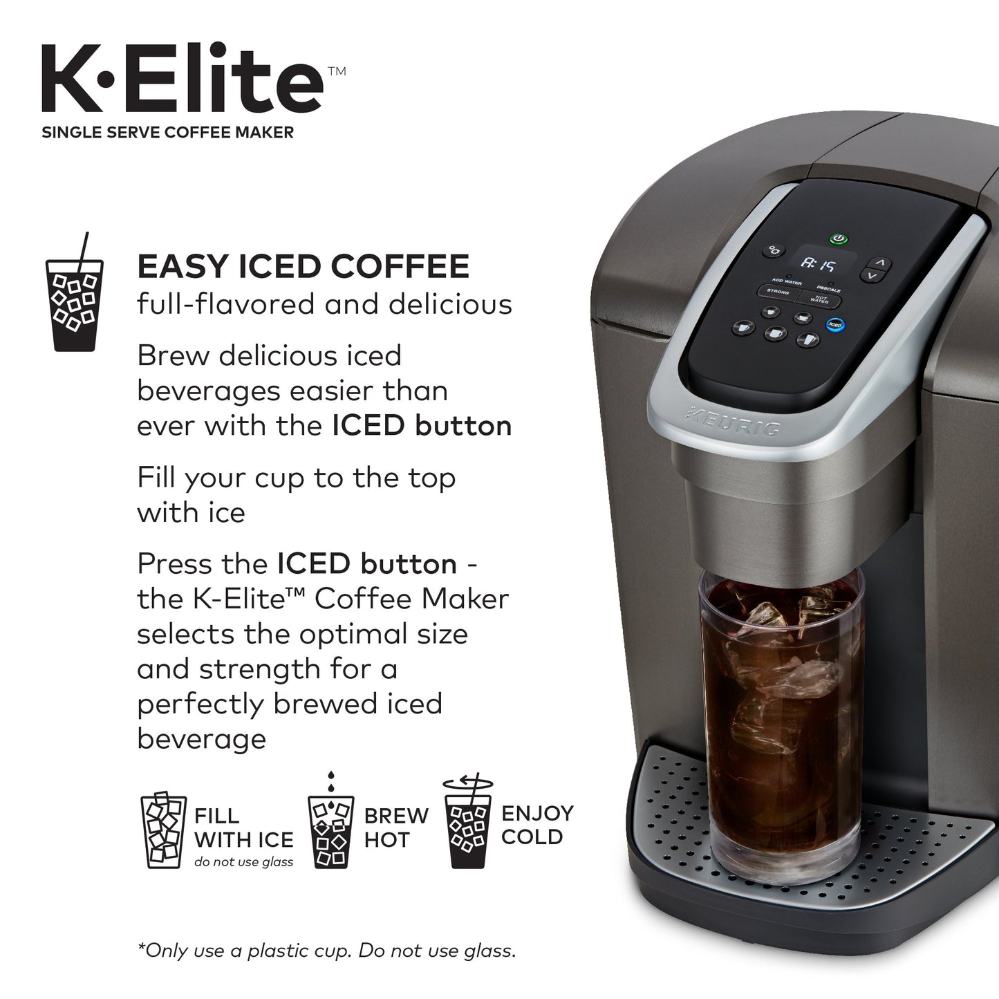 Keurig K-Elite Single-Serve K-Cup Pod Coffee Maker, Brushed Slate, 12 oz. Brew Size & K-Supreme SMART Coffee Maker, MultiStream Technology, Brews 6-12oz Cup Sizes, Gray