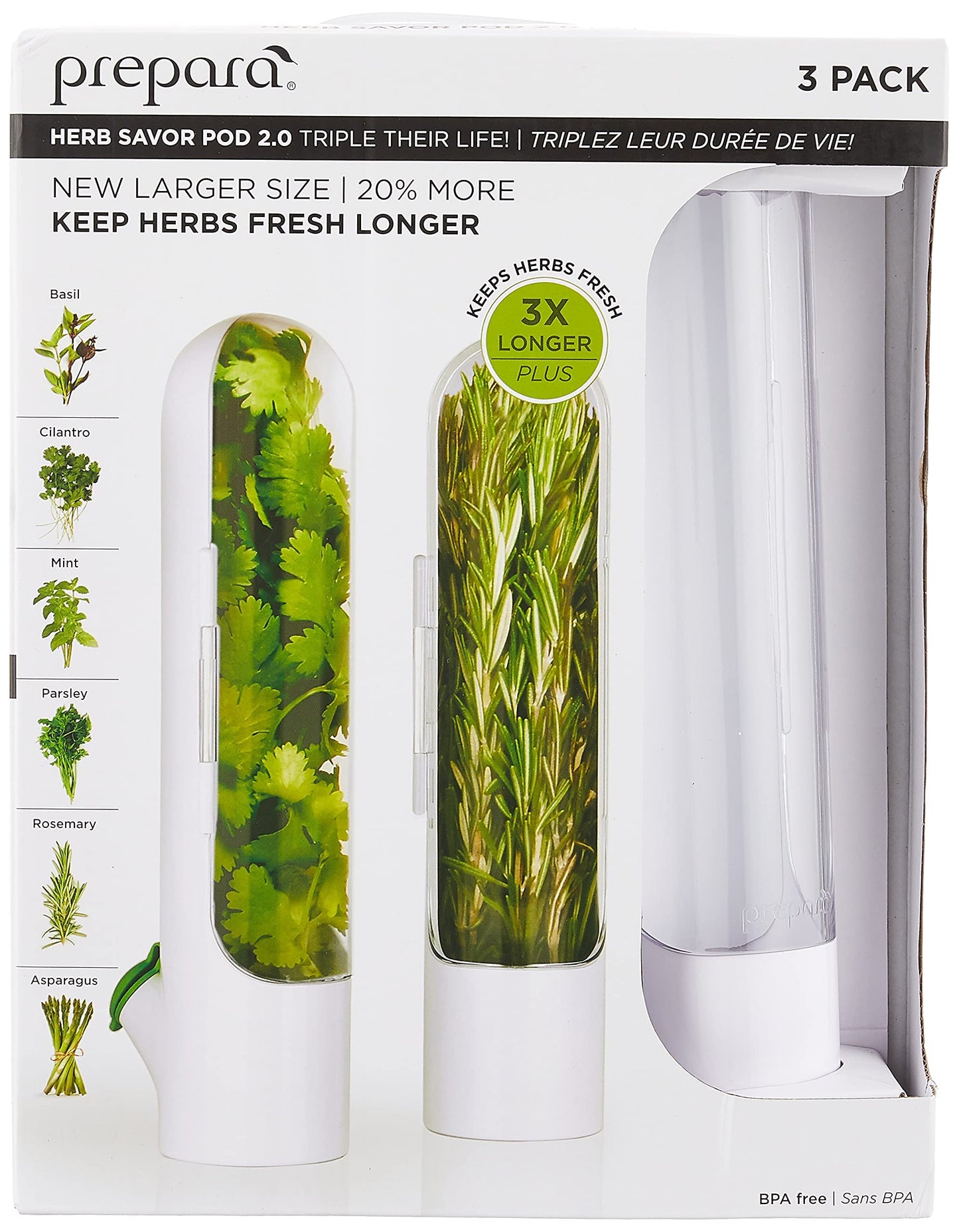 Prepara Herb Savor Pod 2.0, Set of 3,White